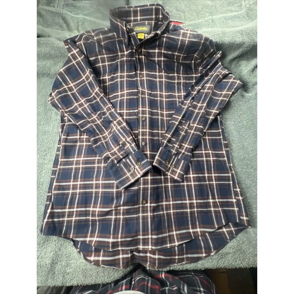 Cabellas Mens XLT Shirt  Plaid Long Sleeve Thick Cotton Button Front Great Value